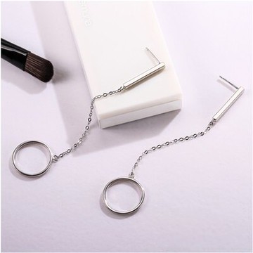 925純銀耳環圓圈耳飾-韓版時尚大方長款女飾品73qk60【獨家進口】【米蘭精品】