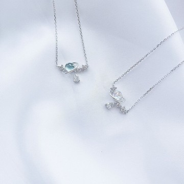 ·純銀鍍18K簡約小眾日系琉璃鎖骨鏈女項鏈七夕情人節送女友禮物