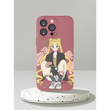 Ice Master原創可愛卡通玫瑰花粉色美少女適用蘋果16promax手機殼防摔iPhone14plus全包邊保護套13新款15個性