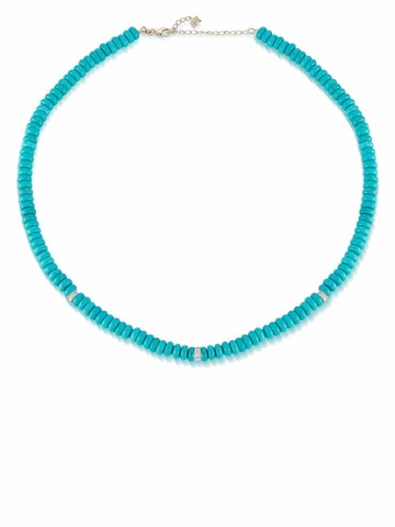 Mateo - 14kt yellow gold turquoise roundel and diamond station necklace - women - Diamond/14kt Yellow Gold/Turquoise - One Size