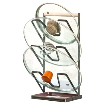 懶角落 廚房壁掛置物架鍋蓋架 雙層 鐵製  黑色  1個