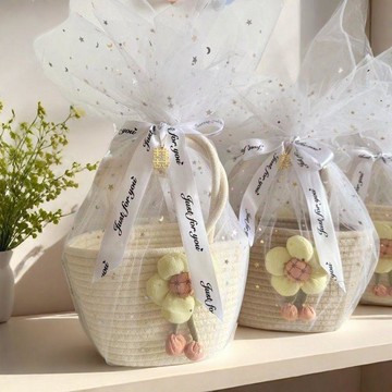 🎄臺灣24H🎄彩虹編織包棉繩手提包伴手禮包新款滿月網紅可愛兒童編織包麻花