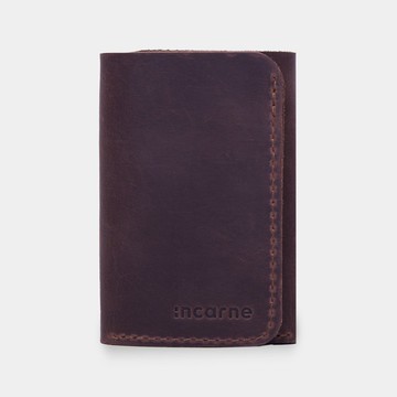 棕色皮革鑰匙圈錢包 附卡槽和現金袋