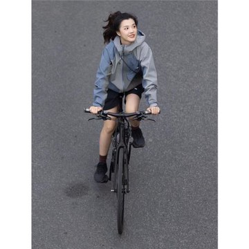 美式拼接撞色沖鋒衣外套男女春秋防風防水戶外旅行山系登山服夾克