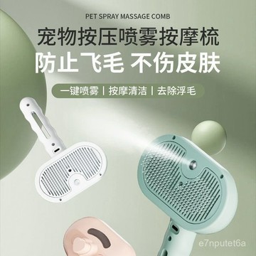 🚀臺灣熱賣🚀寵物噴霧按摩梳子貓咪狗狗拉毛梳美容防飛毛一鍵祛浮毛梳子充電款 EGZG