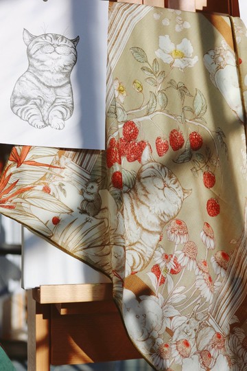 原創設計之我的花園羊毛真絲小方巾