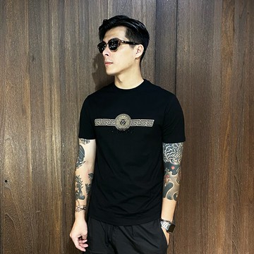 美國百分百【全新真品】GUESS T恤 棉質 短袖 圓領 上衣 T-shirt logo 短T 黑色 CV06