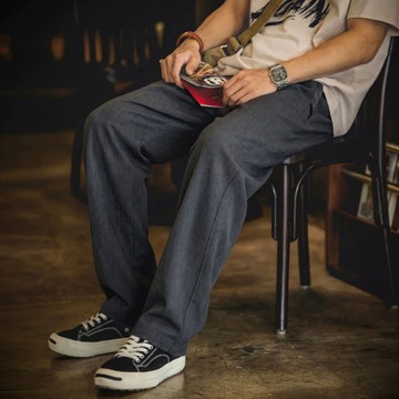 Wuluwear 莫代爾混紡直筒休閒褲男春夏新款鬆緊腰寬鬆垂墜感西裝褲通勤百搭長褲