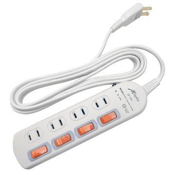 Mayka 明家 家用4插4開關 防雷突波保護 延長線 1.8M  SP-404-6 白色  1條