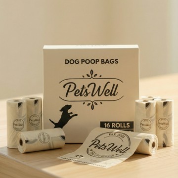 PetsWell 寵物撿便袋 狗便袋 拾便袋 16捲盒裝240袋 0.015mm加厚 薰衣草香 可降解 寵物垃圾袋