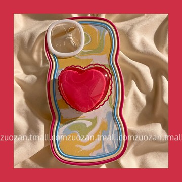 免運·波浪邊愛心支架適用三星a55手機殼矽膠a53a52復古油畫a54a33個性s23+s22ultra小眾女款s