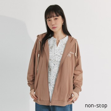 non-stop 輕鬆日常花仔刺繡連帽外套-2色