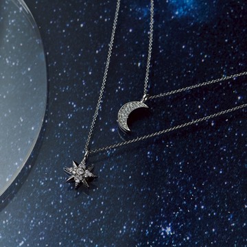SOIRÉE BY N.Y. 蒔華芮︱新月星辰雙層項鍊 (銀色)