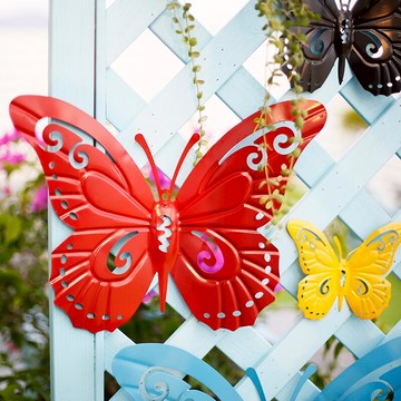 壁掛陽臺幼兒園墻面裝飾鐵藝蝴蝶花園庭院掛件創意戶外農家樂民宿