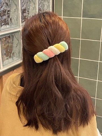 棉花糖 法式彈簧夾 文創 頭飾 髮飾 俄羅斯刺繡 戳戳繡 客制化