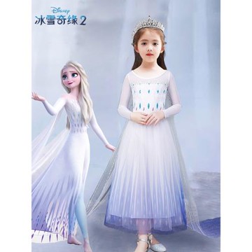 英國NextElsa女童連衣裙春夏新款冰雪奇緣愛莎公主裙白色網紗裙子