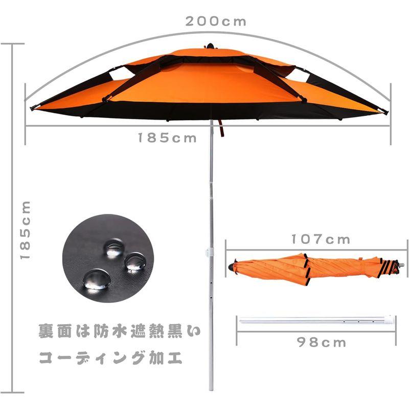 パラソル 釣り傘 ビーチパラソル 角度調節 収納バッグ付き UVカット チルト機能付 折り畳み式 フィッシングパラソル ガーデンパラソル ビ