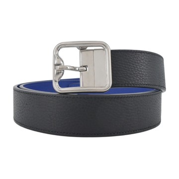 BURBERRY 經典B字扣雙面兩用男士皮帶(黑色/騎士藍)