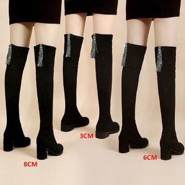 長靴女過膝2025年秋冬新款百搭網紅水鉆瘦瘦鞋高跟彈力長筒靴高筒