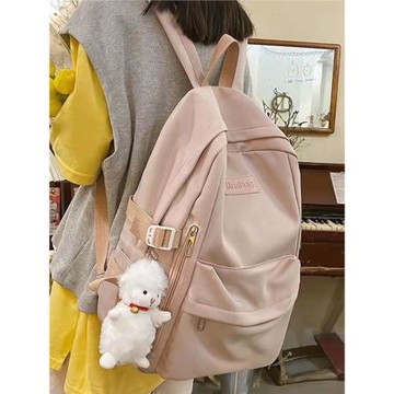 法國ZAMP書包女大學生大容量電腦背包新款簡約純色帆布設計雙肩包