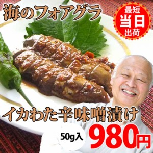 国産 いか で作る イカワタ 辛味噌漬 50g入1袋 珍味 イカ肝 イカゴロ キモ 塩辛 ピリ辛 お取り寄せ グルメ 食べ物 人気 新潟 海産物 一人