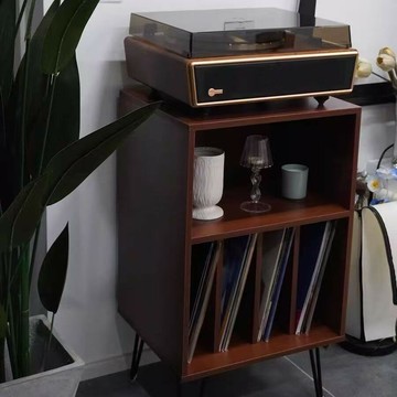 公司貨附發票  唱片收納櫃 黑膠收納柜復古木質雜志書柜落地唱片柜北歐風唱片機柜黑膠展示柜