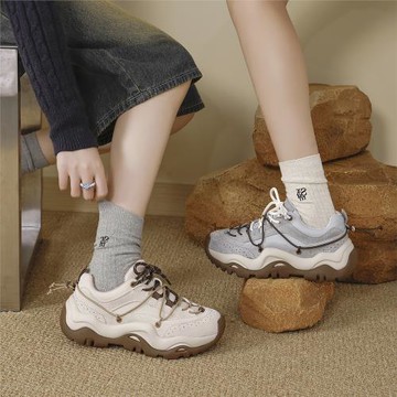 伯爵貓厚底老爹鞋女2025春秋新款單鞋ins潮運動鞋百搭增高休閑鞋