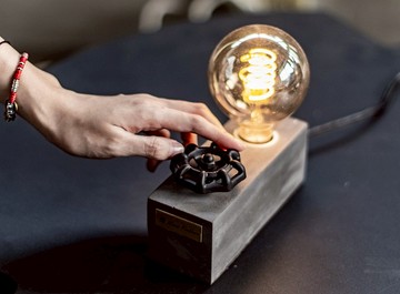 曙MUSE 手輪調光極簡水泥長方塊桌燈桌燈 LED燈 鎢絲燈泡 擺飾