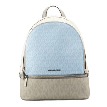 Michael Kors RHEA新款滿版logo PVC後背包35S5SRAB6V(灰藍)