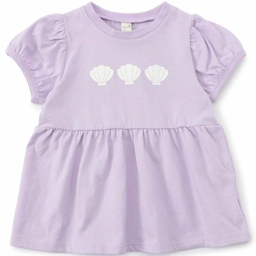 日本 apres les cours - 分層傘狀少女印花短袖上衣-貝殼-薰衣草紫