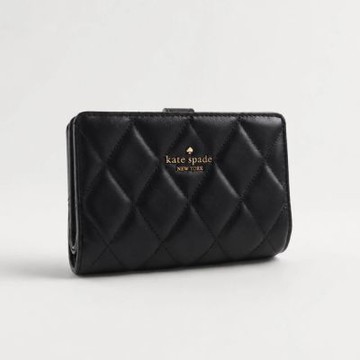 【KATE SPADE】Quilted 金標輕奢菱格壓紋中夾(黑色)