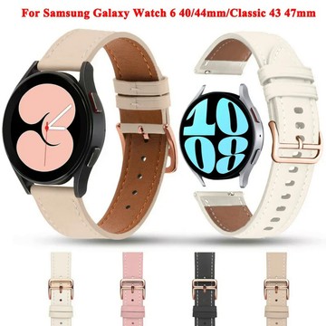 【免運】三星 Galaxy Watch 6 40 44mm/classic 43/47mm 20mm手錶替換女生皮革錶帶