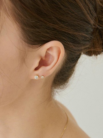 14k Bezel Set Diamond Geometric Earrings