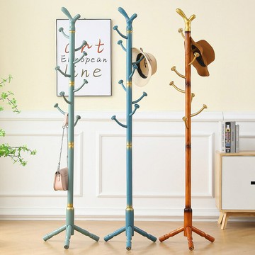 ??快速出貨 可開發票 實木衣帽架落地臥室家用掛衣架中式立式簡易衣服掛衣桿客廳掛包架