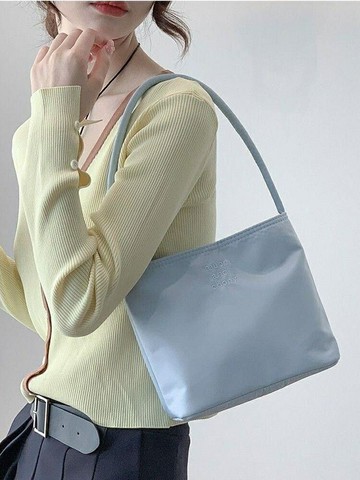 包包女士尼龍單肩刺繡尼龍百搭夏腋下韓8托特包手提包手拎斜挎包【淘夢屋】