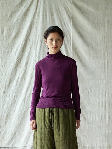 日系復古 / 絲棉針織T恤 / 高領打底衫