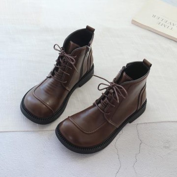 馬丁靴女英倫風秋冬新款平底短靴女休閑側拉鏈靴子文藝復古小皮靴
