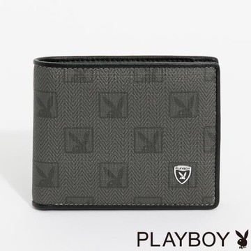 PLAYBOY - 三折短夾  Debonair系列 - 灰色