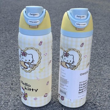 ❤️‍🔥夏日新品 免運owala保溫杯聯名Hello Kitty奶黃格紋304不鏽鋼吸管雙飲口保溫杯🎁交換禮物 畢業