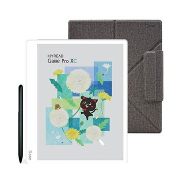 [側翻殼套組]HyRead Gaze Pro XC 10.3吋彩色電子紙閱讀器(純淨白)+10.3吋側翻軟膠殼(英倫灰)