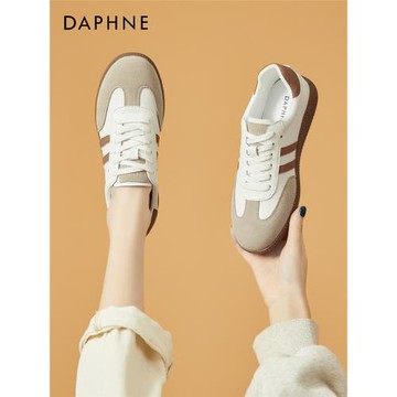 達芙妮真皮德訓鞋女款2026爆款春季新款運動鞋休閑板鞋厚底女鞋子