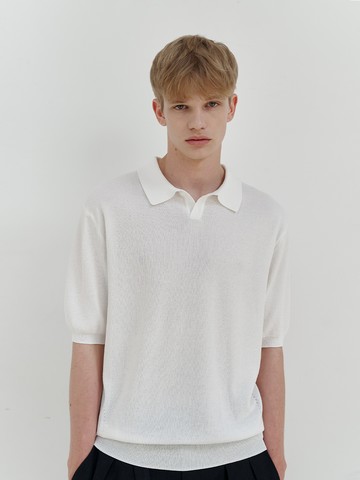 Linen Collar Knit Sweater _ Off White