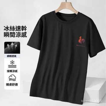 夏天涼感上衣男 大尺碼速乾衣  短袖T恤男寬鬆冰絲上衣 短袖上衣 冰絲T 排汗衫 運動衫 吸濕排汗衣冰絲短袖涼感衣