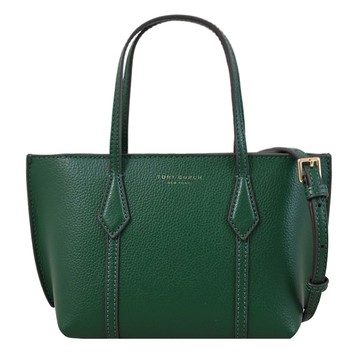 TORY BURCH 177399 Perry Mini 燙金LOGO荔枝皮托特包.深綠