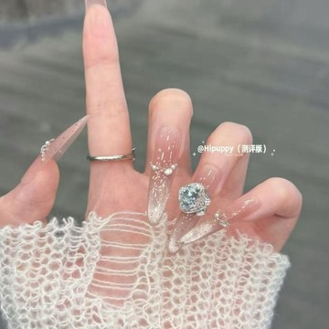 🎀日韓爆款🎀 【清甜冰梅】高階冰透粉貓眼爆閃貴氣婚禮新娘甲純手工美甲穿戴甲