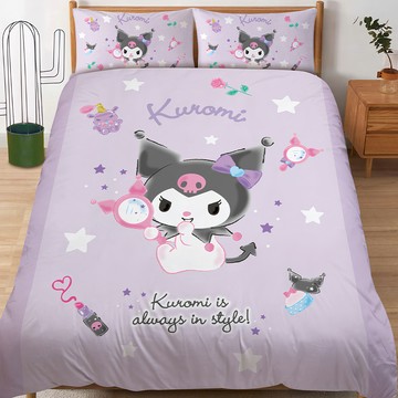 KUROMI 酷洛米 床包含二件枕套 05030201  床包 + 枕套  雙人  妝酷女孩 酷洛米 紫色