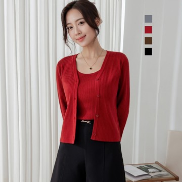 niceioi 質感百搭排釦安迪絨針織外套