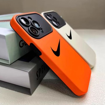 ins簡約大視窗適用蘋果14ProMax手機殼iPhone13新款16pro高級感11nike網紅12男女plus磨砂硅膠15秒變17防摔套