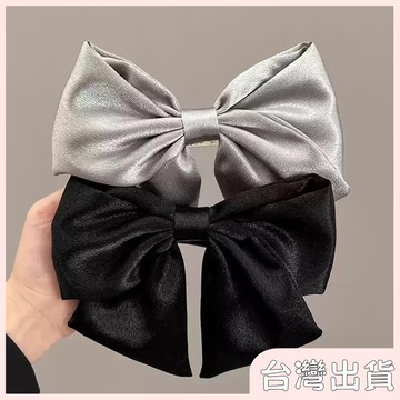 ✨臺灣出貨✨【飾飾如意】高級感銀色蝴蝶結髮夾女後腦勺大號鴨嘴夾氣質半扎發抓夾髮卡頭飾