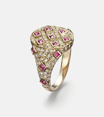 Yvonne Léon 9kt gold ring with diamonds and sapphires